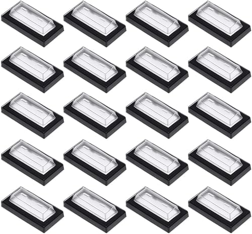 uxcell 20 piezas de fundas impermeables para interruptor de caso, protector transparente negro rectangular Splash para interruptor basculante de