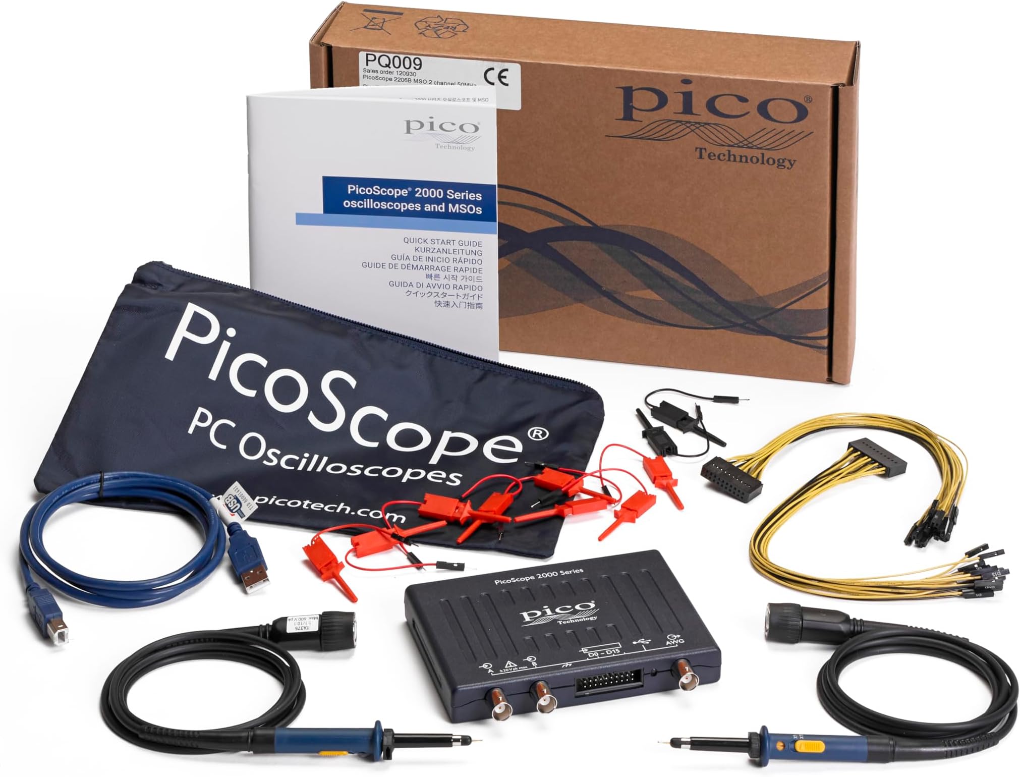 PicoScope 2205A Mixed Signal Oscilloscope MSO 2 channel 25 MHz USB PC Handheld with Probes, Accessories, PS7 Software