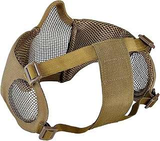 サバゲーマスク サバゲー用フェイスマスク 耳金属メッシュ保護 口元金属メッシュ保護 メッシュ 曇らない 軽量 頬付け ハーフ 顔保護 耳保護