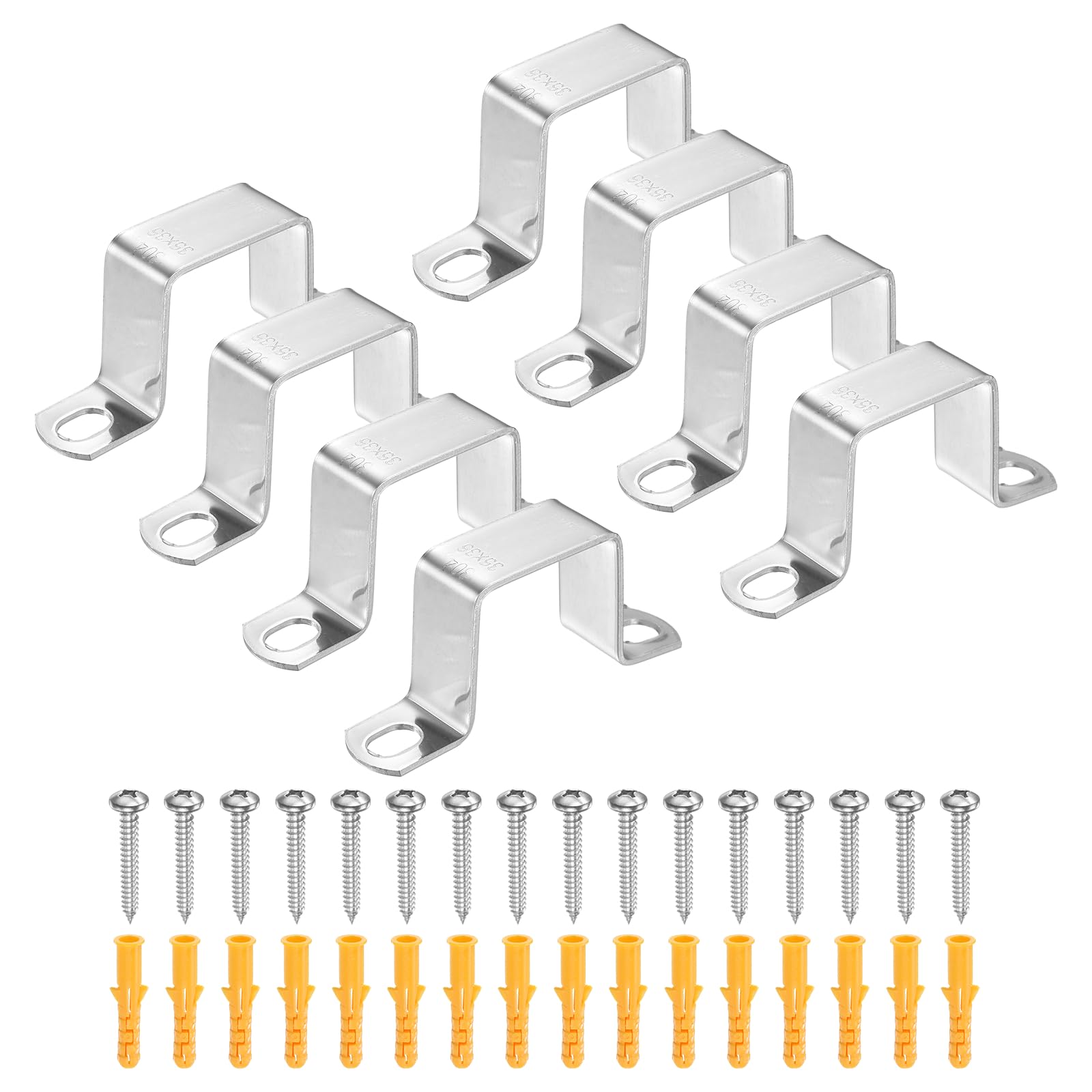 HARFINGTON 12 morsetti quadrati per tubi, 35 x 35 mm, in acciaio inox 304 | Morsetto a forma di U, staffa per connettore con fibbia a tubo quadrato con viti per tubo flessibile cavo recinzione ponte