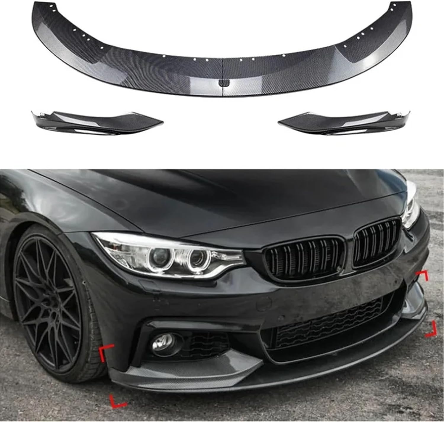 for BMW 4 Series F32 F33 F36 M-Tech 2014-2020 Front Bumper Lip Splitter Front Shovel Spoiler Diffuser Car Body Kits Exterior(Bright Black)