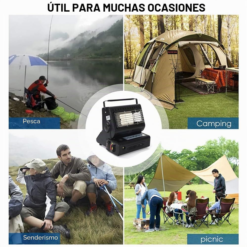 Yinleader Calefactor de gas de cerámica, para exteriores, camping, camping, quemador de cerámica, 1,3 kW, color negro