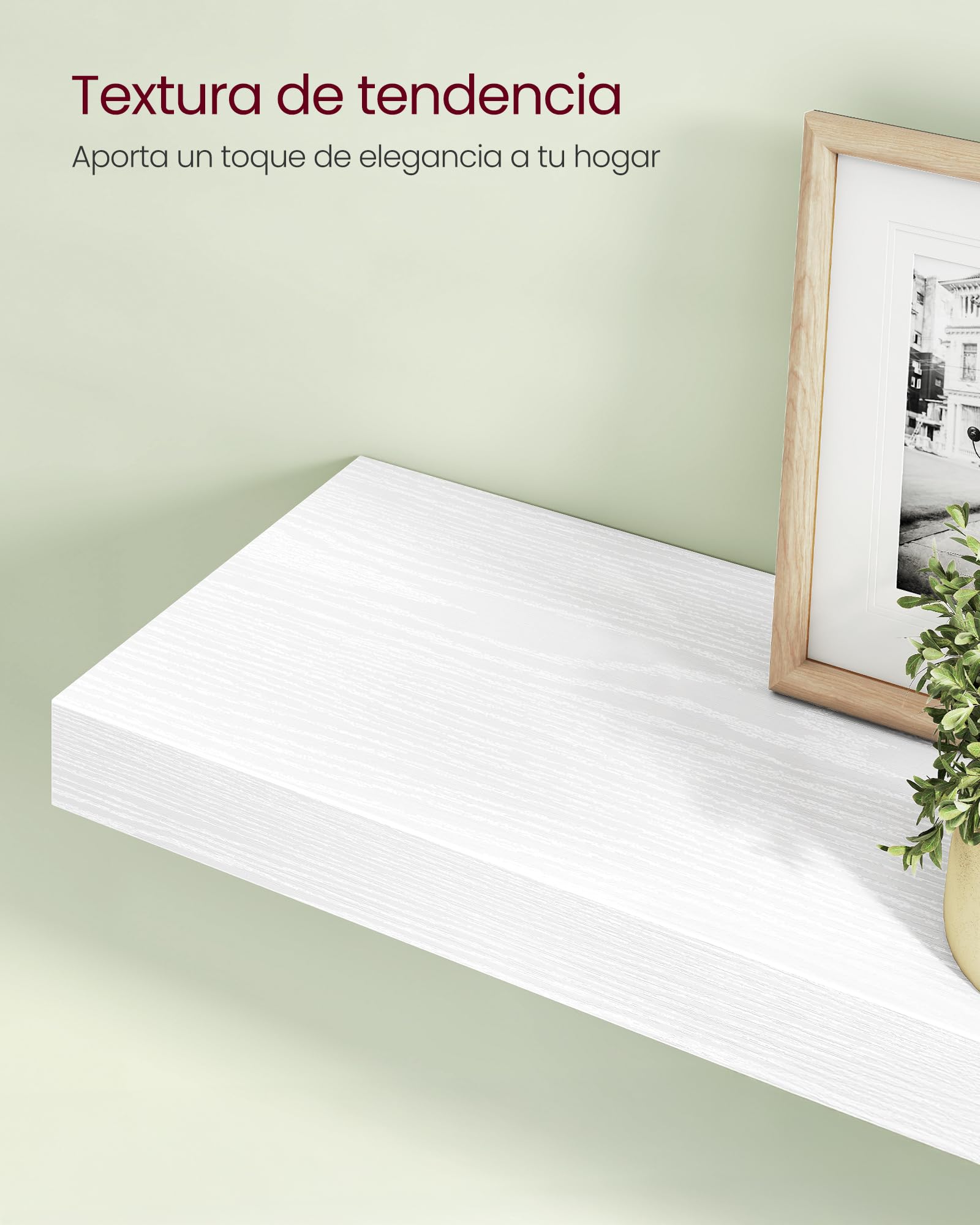 VASAGLE Estante de Pared, Juego de 3, Estante Flotante, 20 x 80 x 3,8 cm, Balda de Pared para Marcos de Fotos, Decoración, para Salón, Estudio, Cocina, Blanco Nieve LWS028WE01-3J