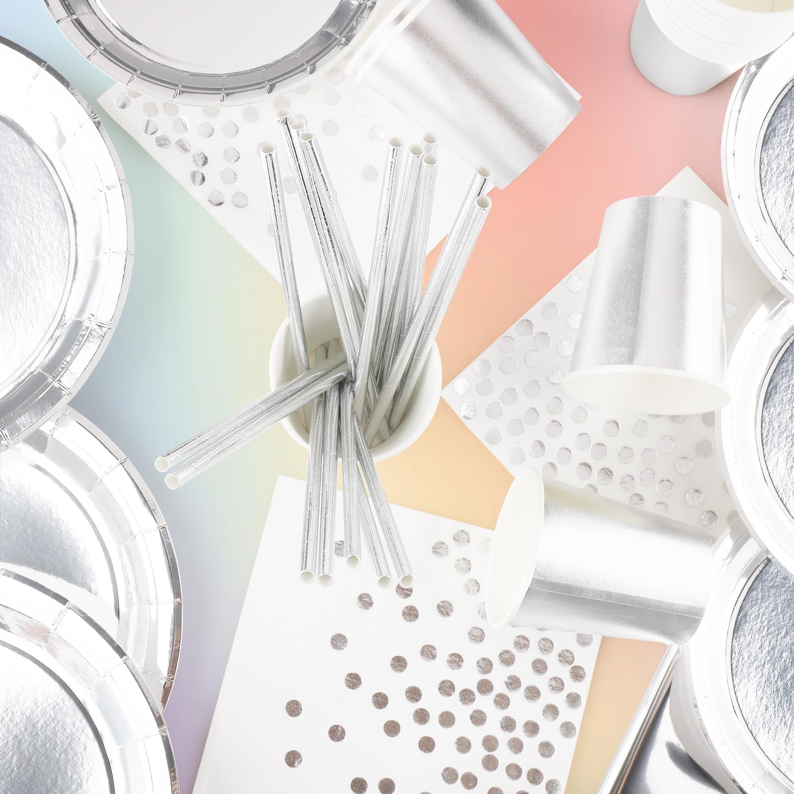 Set Stoviglie Carta 200 Pezzi Vexillic - Per Feste Nuziale, Compleanno, Rosa E Oro - Foto 9