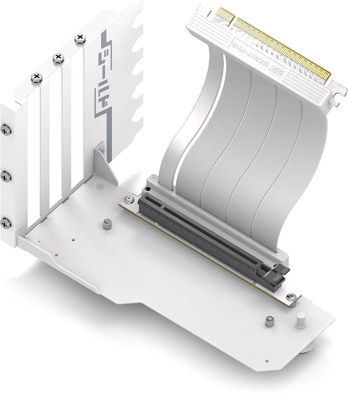 EZDIY-FAB Függőleges GPU Tartó PCIe 4.0 Riser Kábellel - 115mm Fehér Shield Sorozat RTX40 Kártyákhoz - Teljes PCIe Slotokhoz