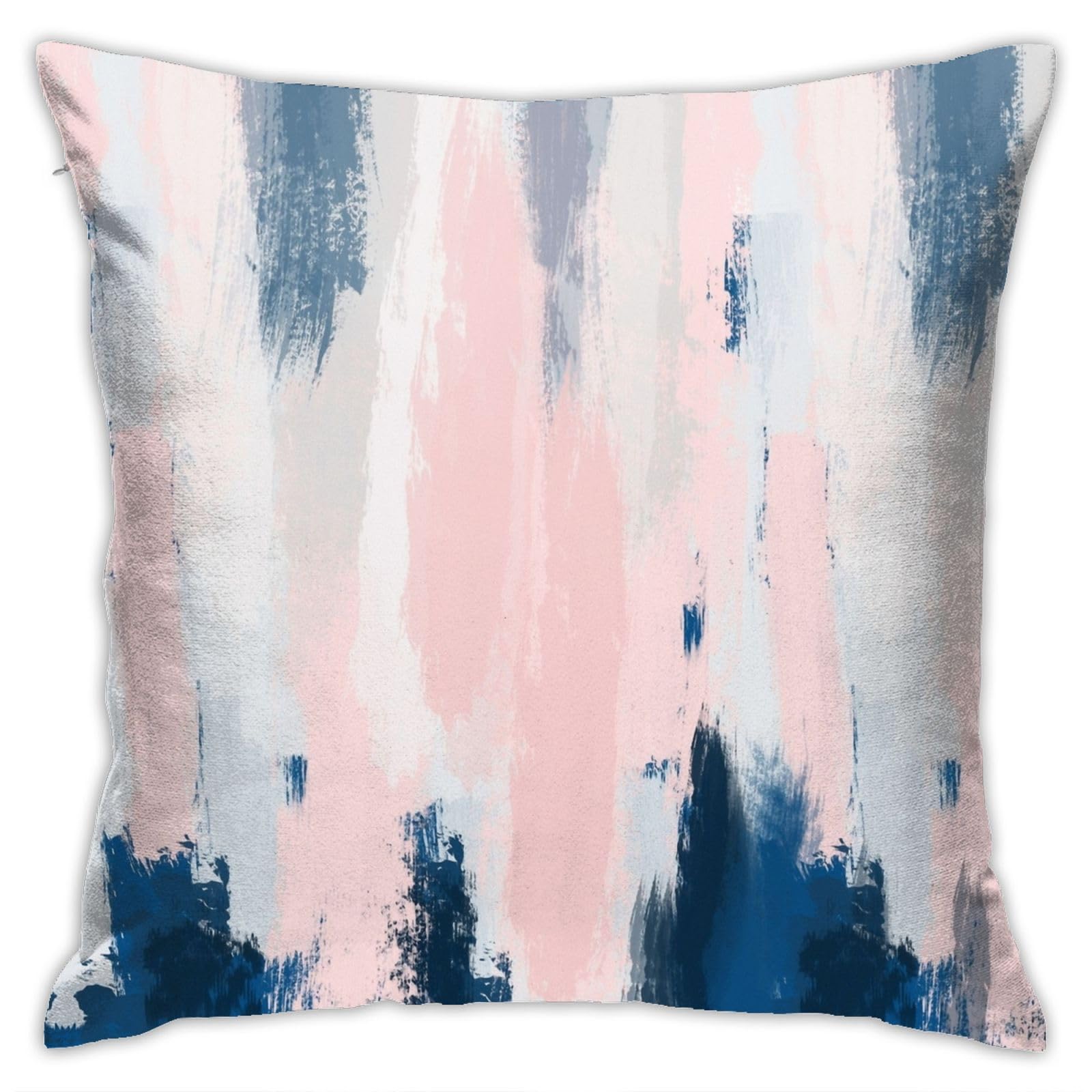 Abstract Blush And Blue Throw Pillow Covers 18"X18" Cozy Velvet Square Throw Pillowcases Home Decor For Bed Couch Sofa Living Room Cushion Cover