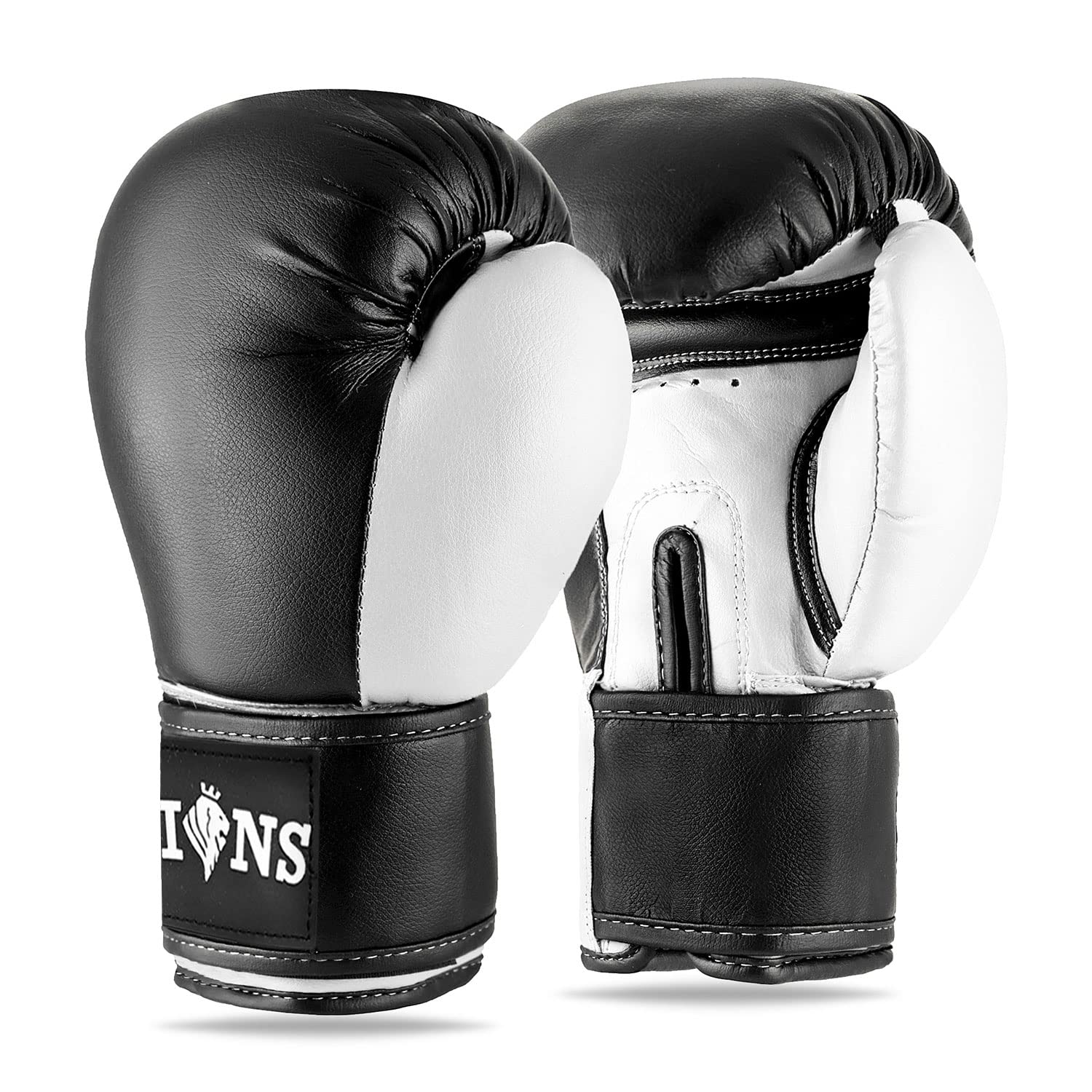 Lions Boxing Gloves - Premium Faux Leather, Pro Sparring Training Muay Thai Gloves, MMA Punching Kickboxing Bag Focus Mitts Fighting Training Workout for Men Women (INJECTION MOULD WHITE, 6OZ) — image 1