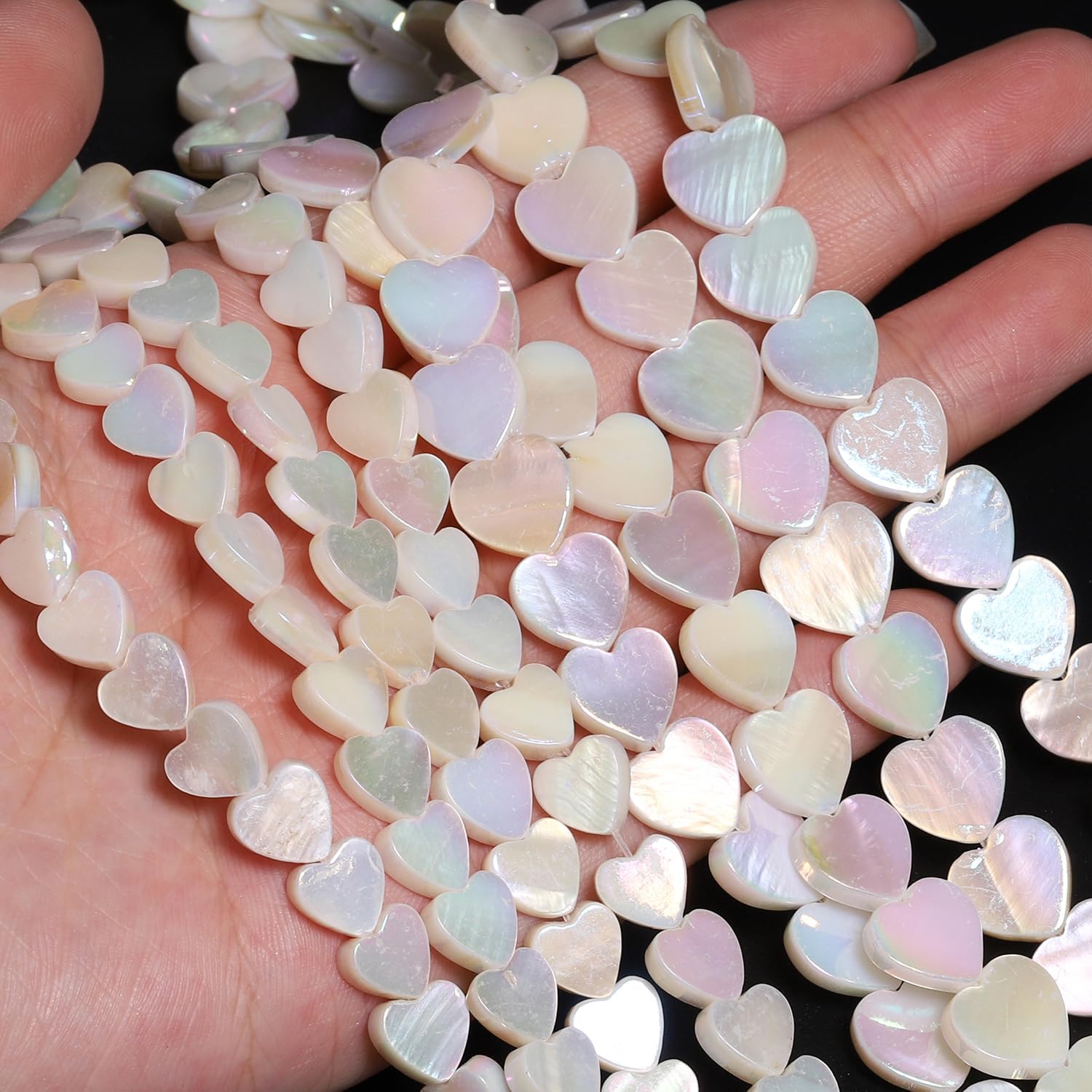 Yochus 80pcs White Color Electroplated Heart Shaped Natural Shell Loose Beads,11mm Irregular Shellfish Beads for DIY Crafts Earring Bracelet Necklace Keychain Jewelry Making Supplies - Image 4