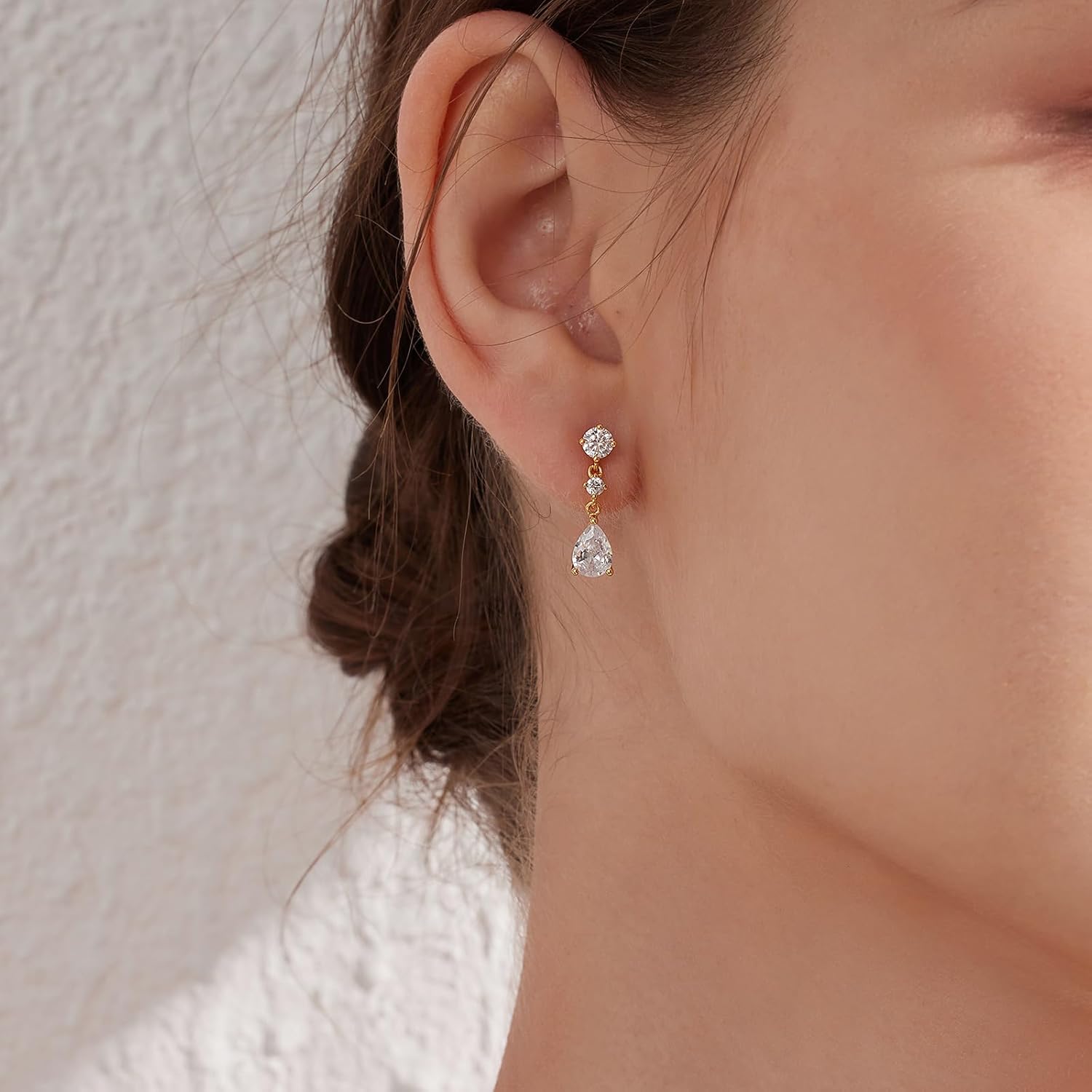 Dangle Drop Earrings for Women 925 Sterling Silver Cubic Zirconia CZ Drop Stud Earrings