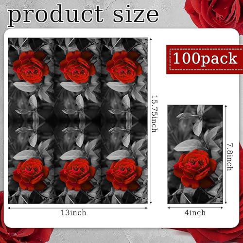 Miniatura 9 de Paquete de 100 servilletas florales desechables de papel de 2 capas decorativas para cena, servilletas de cóctel de flores para baño, inodoro,