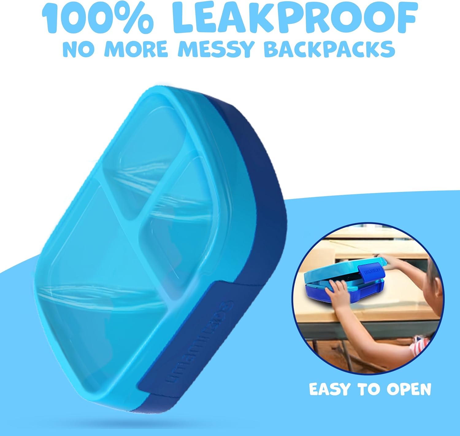 Umami All-in-1 Bento Box for Kids, Ice-pack & Utensils Included, 100% Leakproof & BPA free, Parents' favorite Lunch Box Kids (Ocean Blue, 23 oz) - Image 6