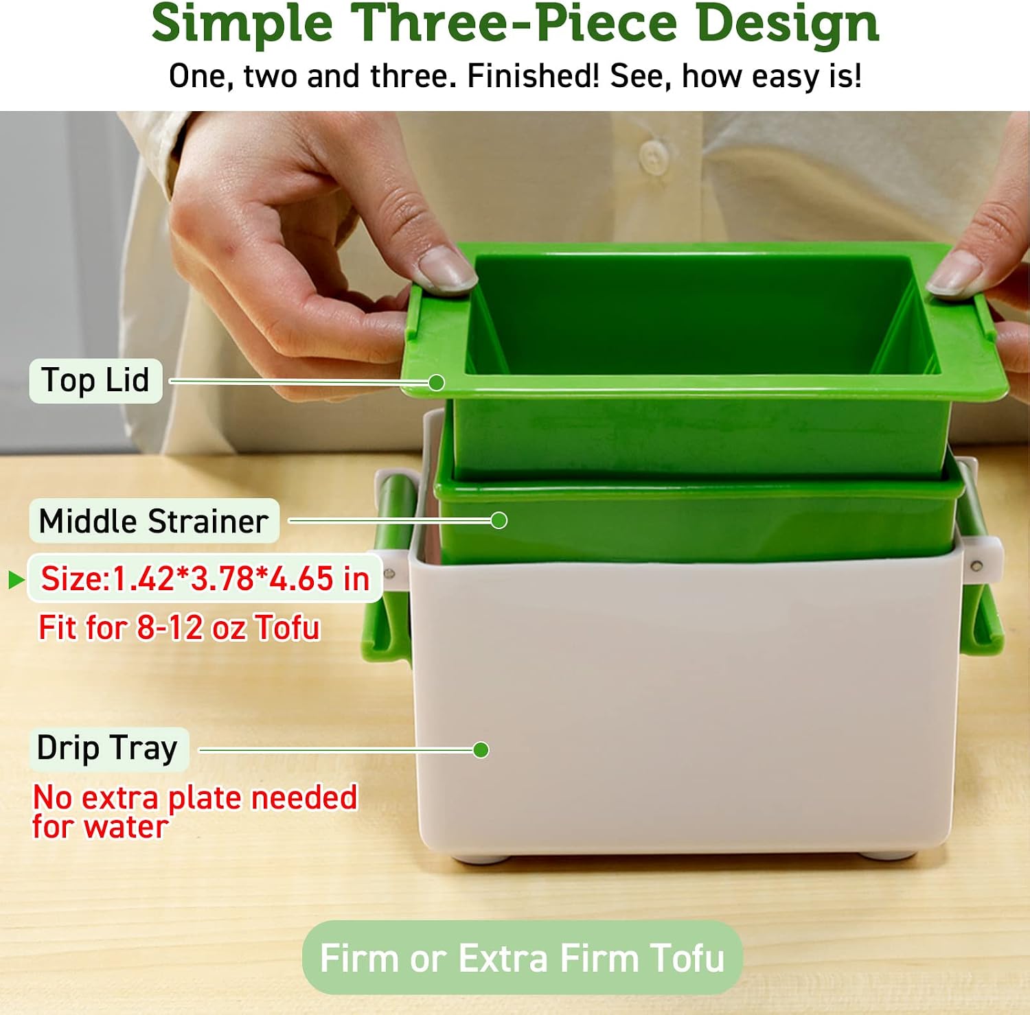 Tofu Press, Easily Remove Water from Tofu in 10-20 Mins for More Delicious, Tofu Squeezer Dishwasher Safe, Tofu Drainer and Strainer, Great Gift for Tofu Lover