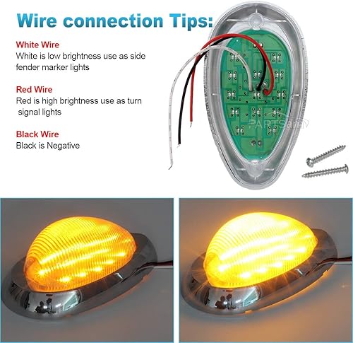 Miniatura 10 de Partsam 2 marcadores laterales LED de cabina ámbar de 6 pulgadas  luz LED de giro para montaje en superficie de 15 luces LED de repuesto para