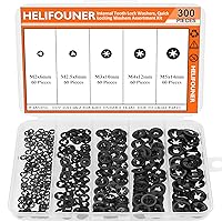 Vista 1 de 300 Piezas 5 Tamaños Arandelas de Bloqueo de Estrella con Diente Interno, Arandelas de Bloqueo de Velocidad Rápida, Tuercas de Empuje, Clips