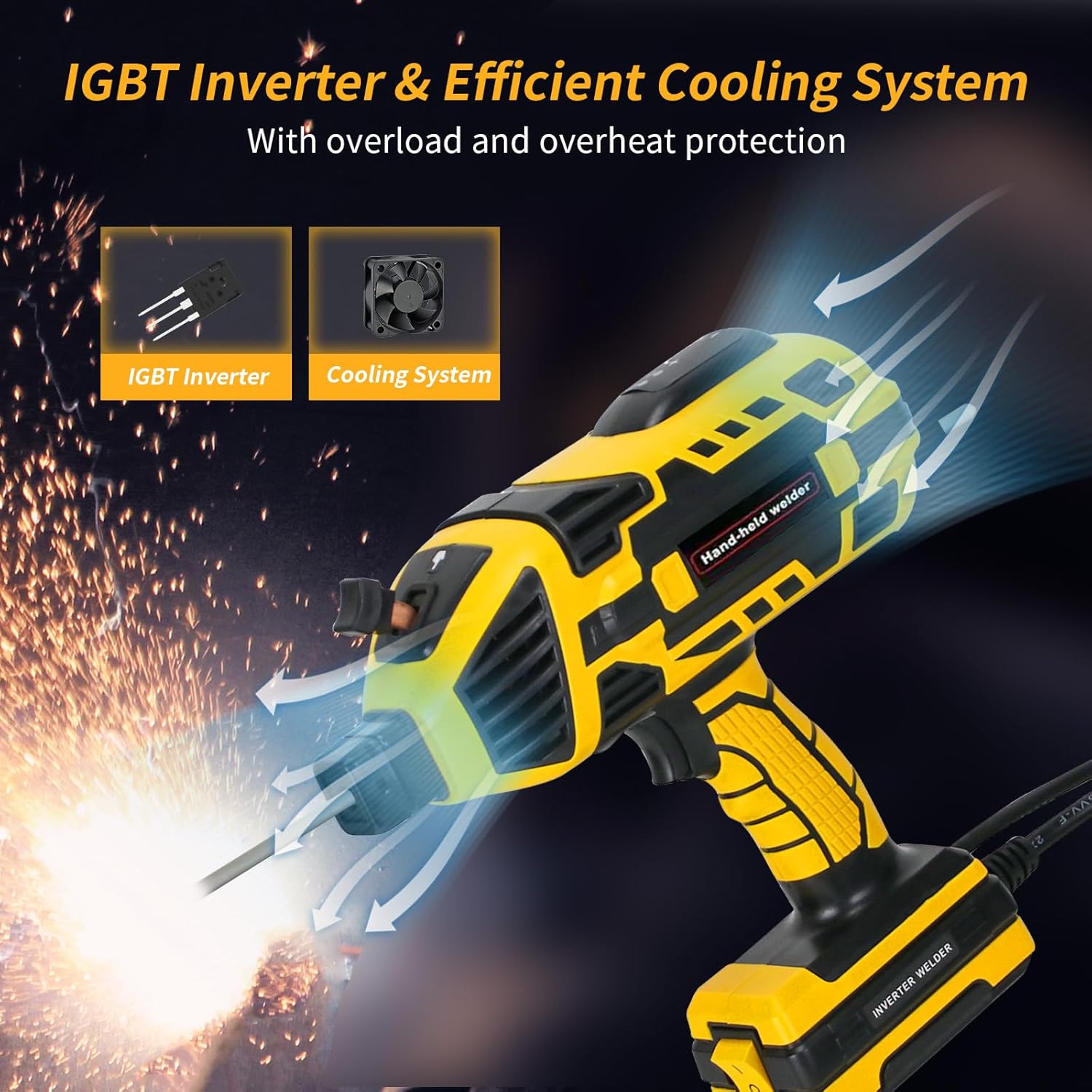 Portable Welding Machine Handheld Welder: IGBT Inverter Hand Held ARC Welder Gun with 6 Variable Current Adjustment - Welder Machine 110v Electric Welding Equipment for 3/32"-1/8" Wire Rods (Yellow)