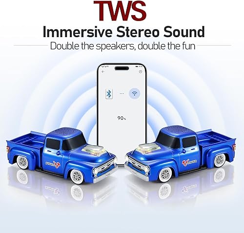 Miniatura 3 de Altavoz Bluetooth retro para auto, altavoces Bluetooth portátiles con radio FM, emparejamiento estéreo TWS, luces LED de fiesta, reproducción