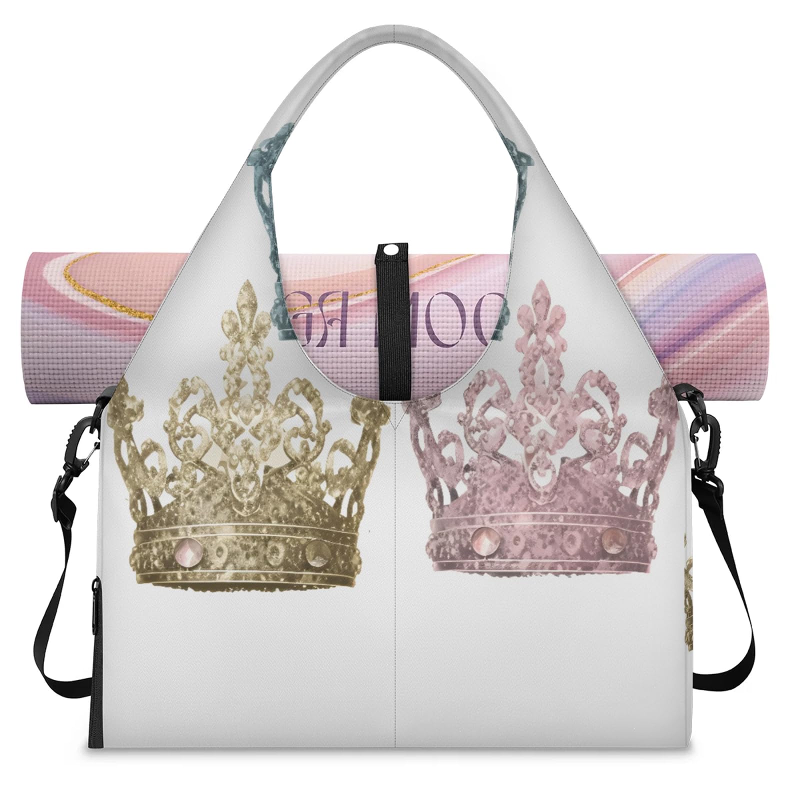 Crown Design sportowa torba sportowa dla kobiet mężczyzn torba weekendowa z kieszenią na buty torba na ramię torba bagażowa na jogę siłownię podróż, Kolor, L, Organizer do torby