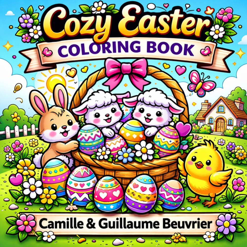 Cozy Easter Coloring Book: Cute Bunnies, Lambs & Easter Eggs for Relaxing Coloring Fun (Cozy book)