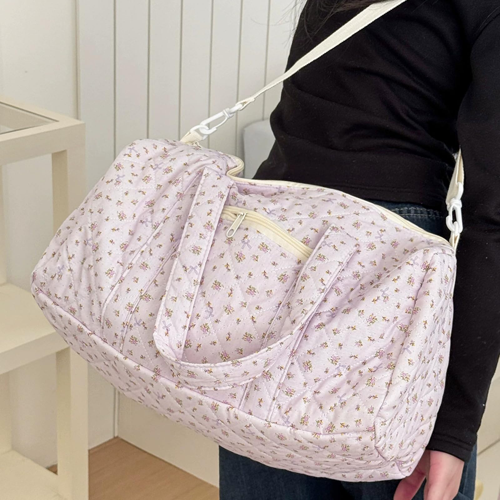 Quilted Floral lekka damska torba podróżna z dużym
