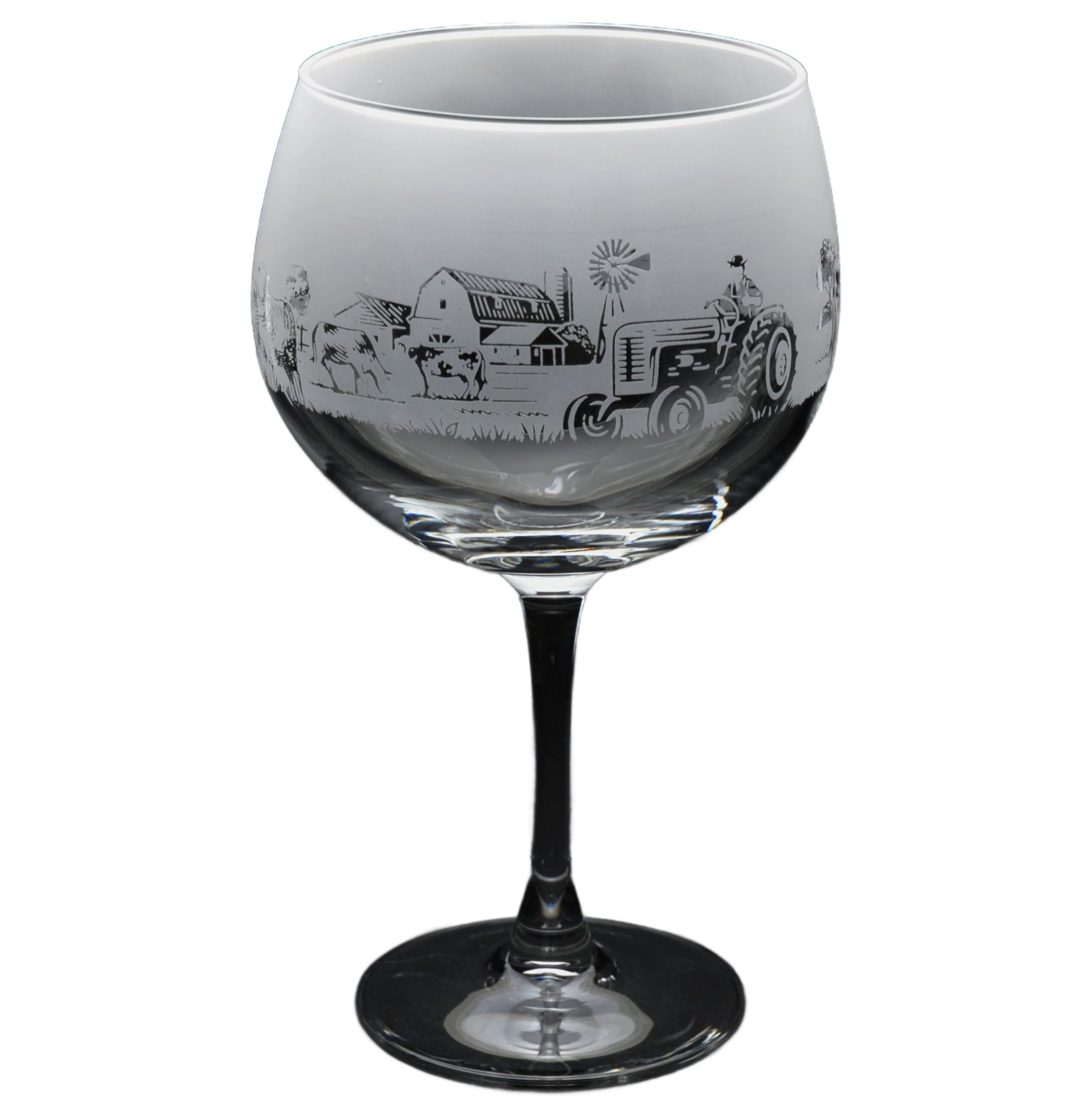 GLYPTIC Glass Art Farm Animals Hand Etched/Engraved Gin Cocktail Glass — image 1
