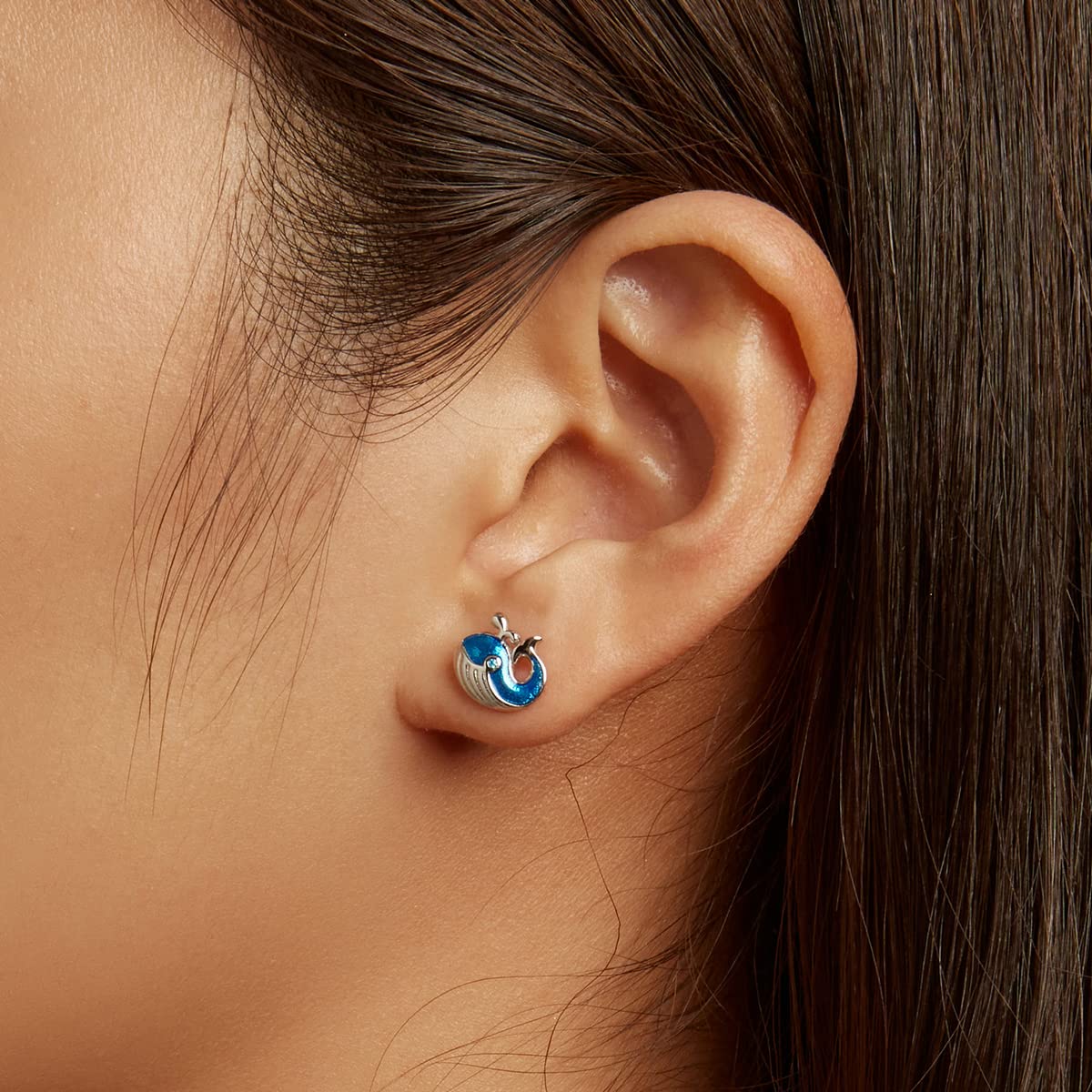 YCTTKDD 925 Sterling Silber Ozean Meer Tier Ohrstecker Wal Ohrstecker für Frauen Teenager Mädchen