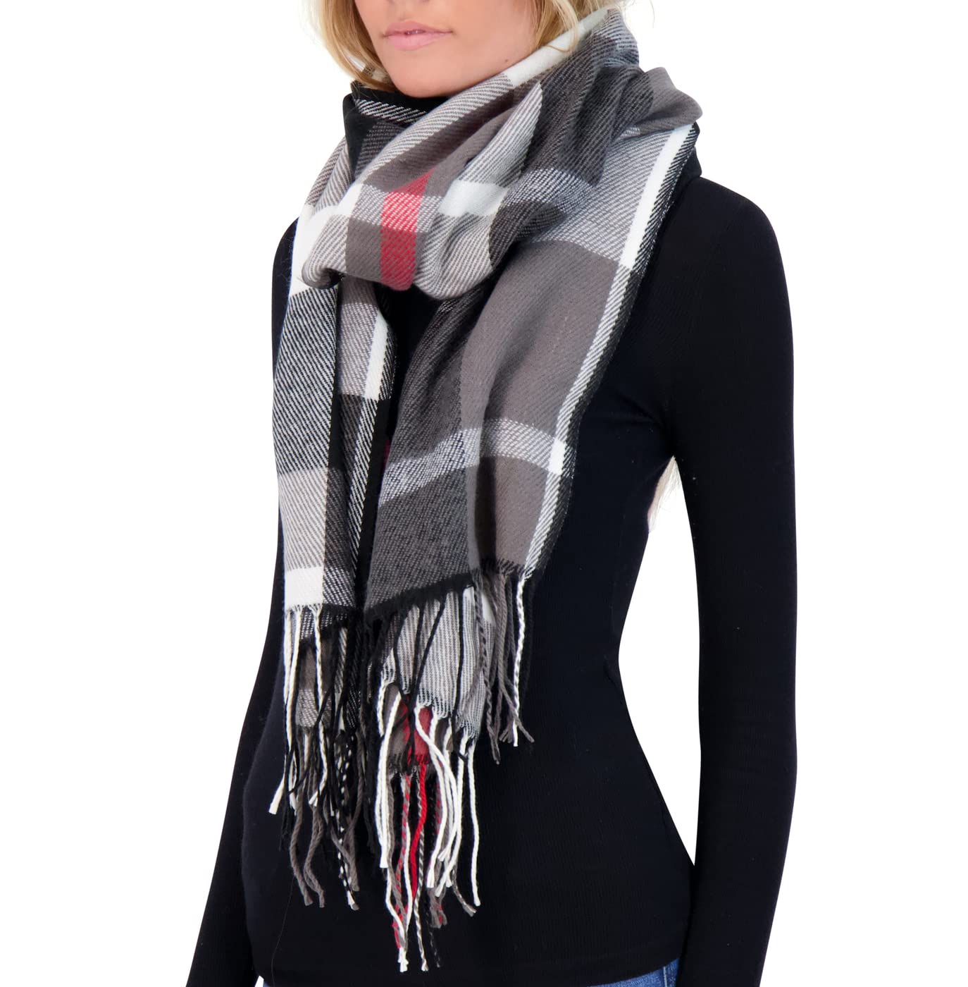 Winter Scarf for Women - Plaid Scarf Soft Luxurious Cashmere Feel Warm Long Oversized Ladies Scarves for Winter