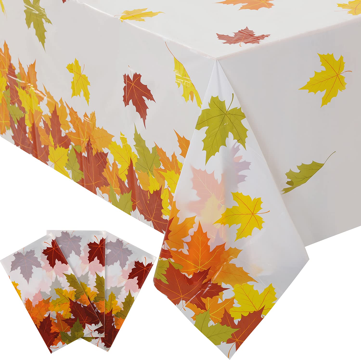 3pcs Fall Leaf Tablecloth Maple Leaf Tablecloth Autumn Plastic Table Cover for Thanksgiving Party Autumn Harvest Fall Party Decorations