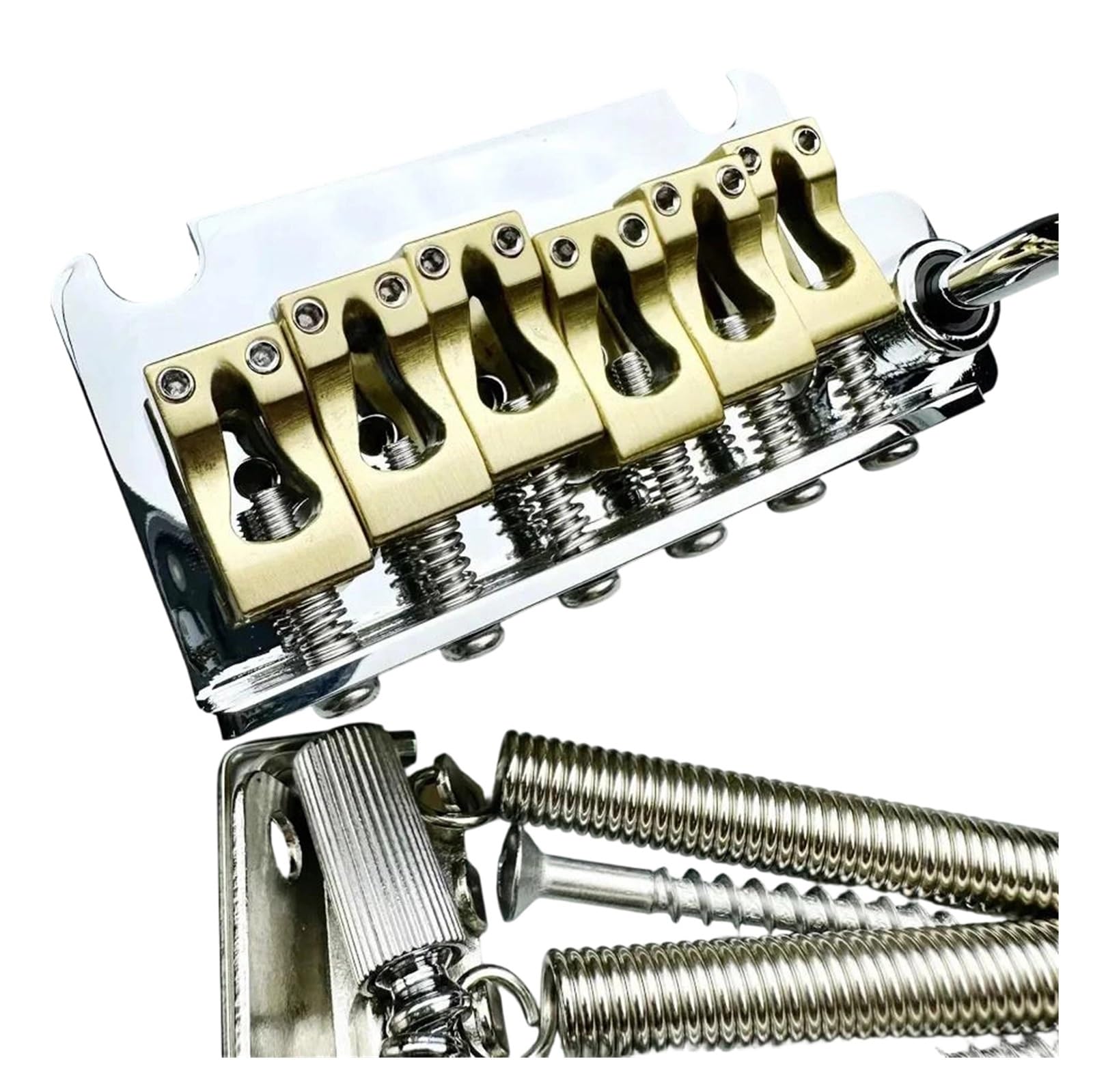 Puente Trémolo Para Guitarra Eléctrica Con Bloque De Latón Y Montura Plateada Cromada | Puente de guitarra