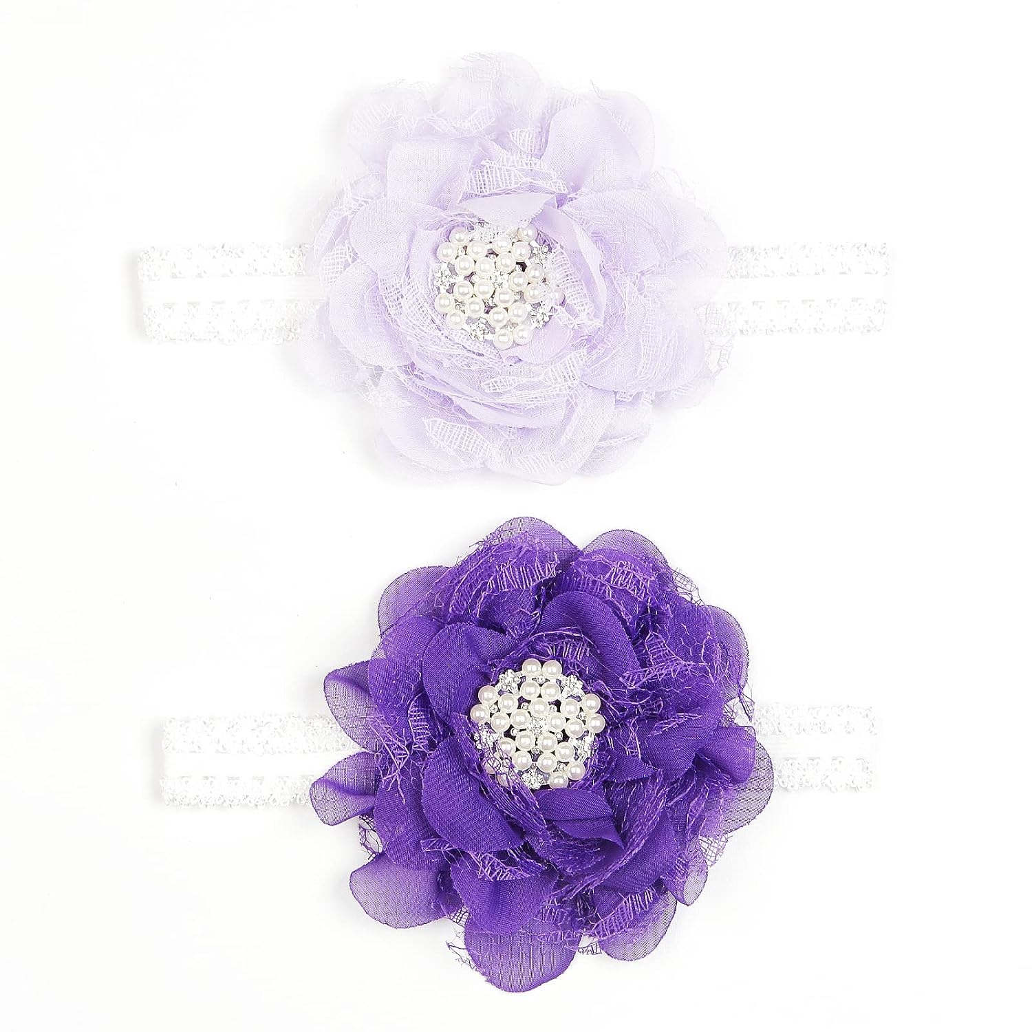 2pack Newborn Elactic Lace Crwon Headband Toddler Girls Fabric Flower Pearl Hairband for Baby Shower Birthday Gift (Purple/Lilac) 2pack Newborn Elactic Lace Crwon Headband Toddler Girls Fabric Flower Pearl Hairband for Baby Shower Birthday Gift (Purple/Lilac)