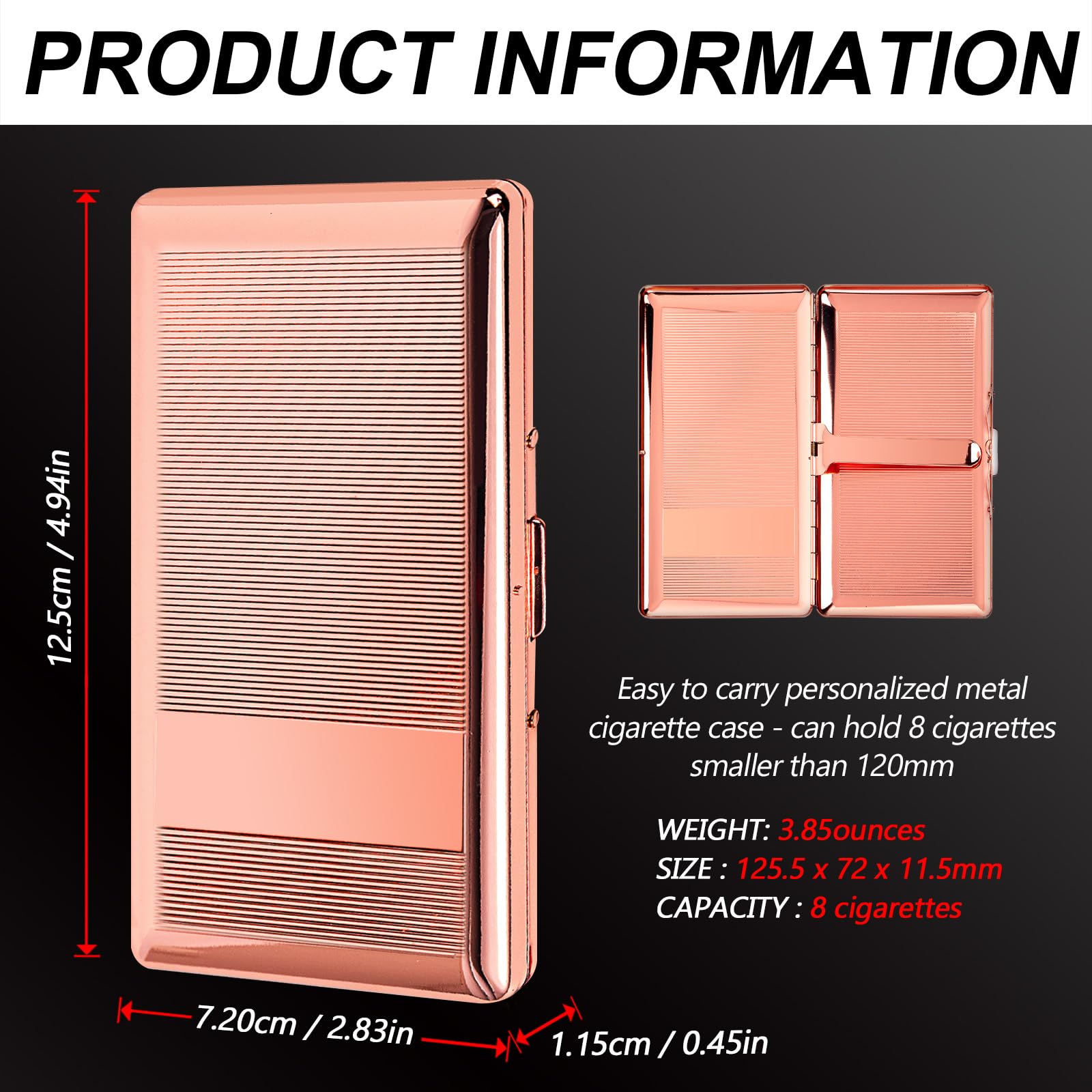 Beautiful Stylish Metal Ladies and Men's Cigarette Case,Holds 20pcs 120's Capri Cigarettes (Patterned Pink, 20pcs 120's): 10pcs 120's Rose