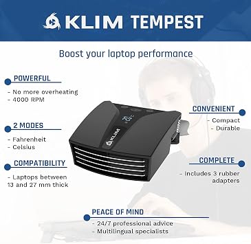 Tempest Rapid Cooling Temperature Detection Laptop Cooler with Vacuum Fan
