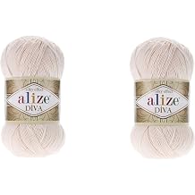 2 skeins Alize Diva Silky Effect 100% Microfiber Acrylic Yarn Thread Crochet Art Lace Craft 200gr 766yds Hand Knitting Yarn 382-Powder