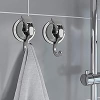 Vista 3 de Ganchos con ventosa, vidrio resistente, reutilizable, sin perforaciones, para bata de baño y guirnalda (plata, paquete de 4)