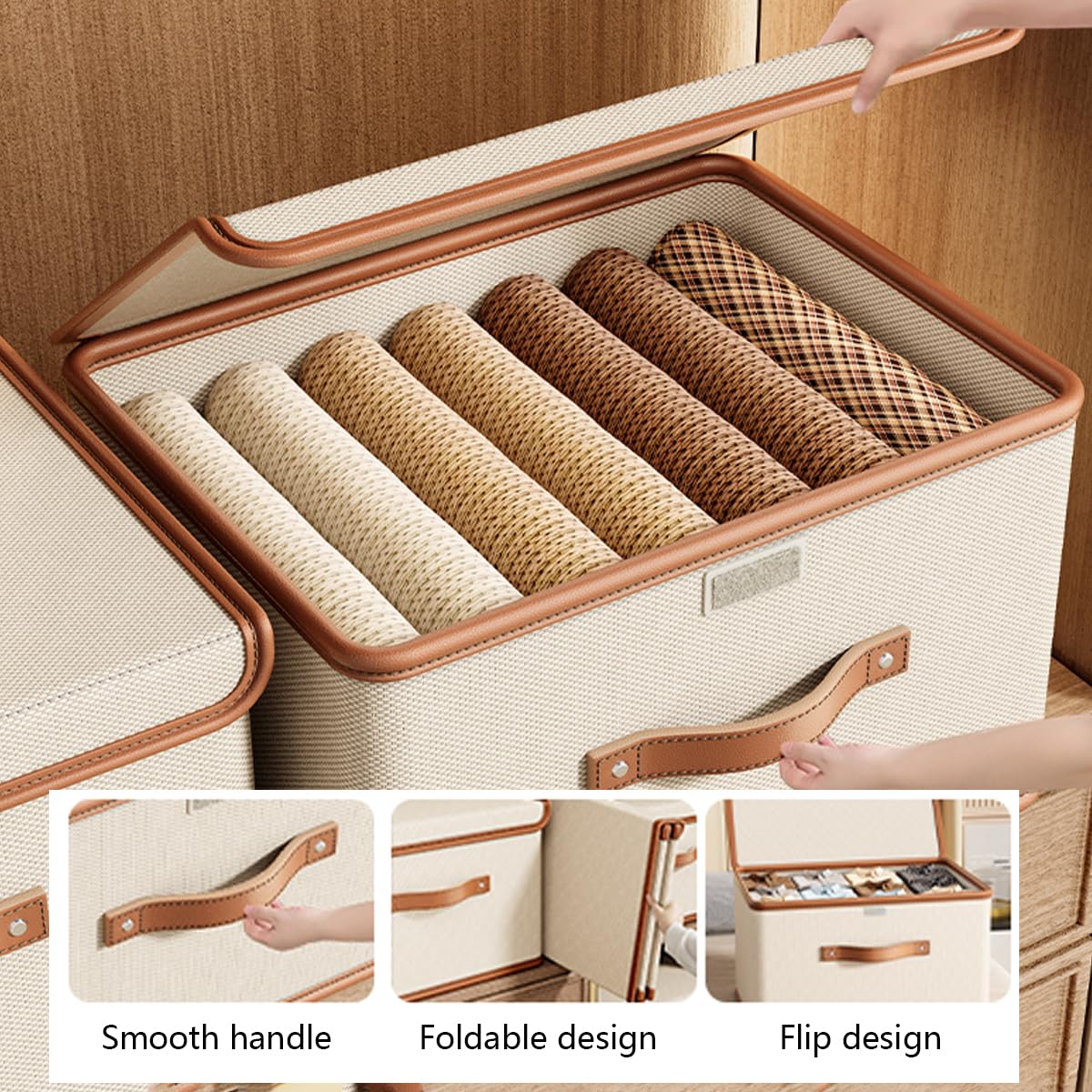 Amazon｜折りたたみ収納ボックス、ハンドル付きオックスフォード布棚