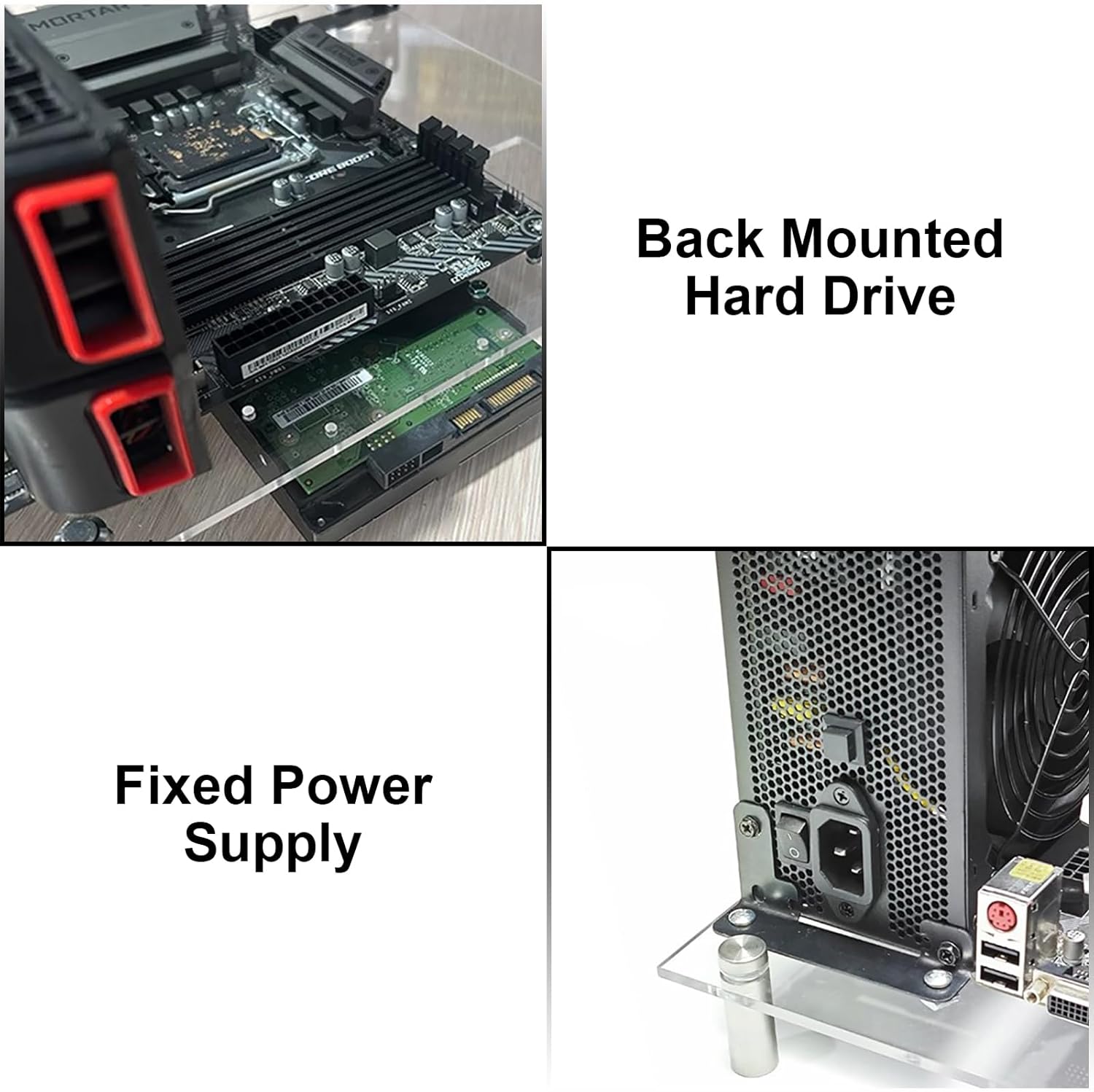 PC Test Bench Open Frame Computer Case DIY PC Case, Support ATX/M‑ATX/ITX Motherboards, Transparent Organic Glass Frame, Rectangular Heat Dissipation Design, Open Computer Case Bracke(MATX)