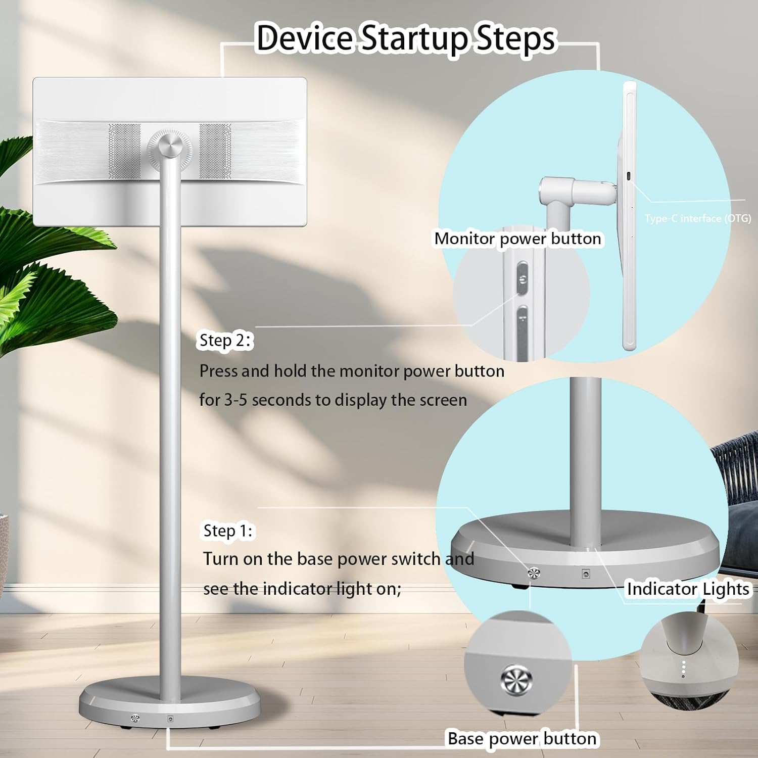Ofd 21.5 Inch 2Nd Gen Portable Tv On Wheels 1080P,100%Srgb,6...
