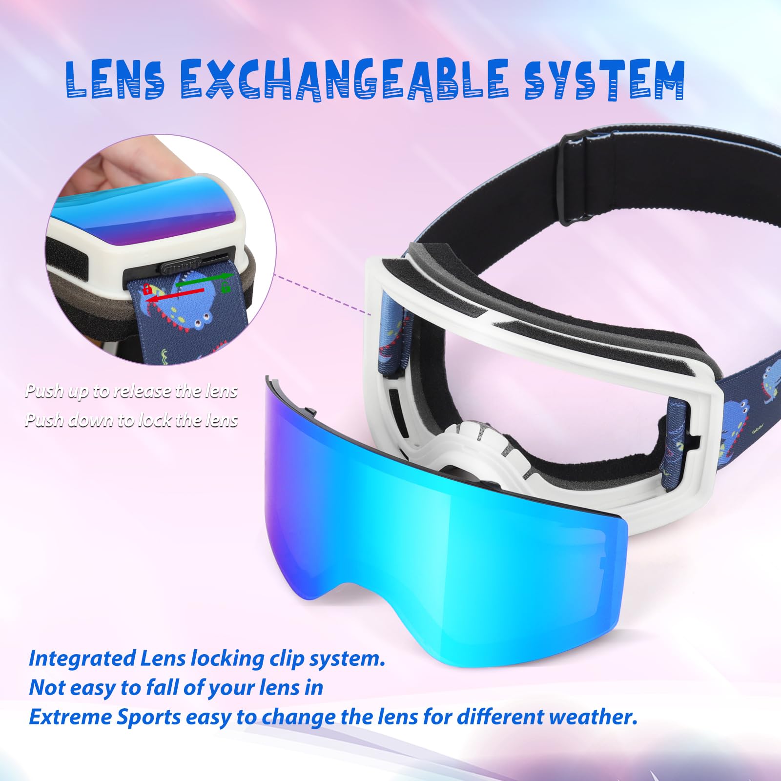 EXP VISION Skibrille Anti Fog Eltern-Kind Schneebrille Set, 100% UV Schutz OTG Snowboardbrille für Männer, Frauen, Jugendliche, Kinder