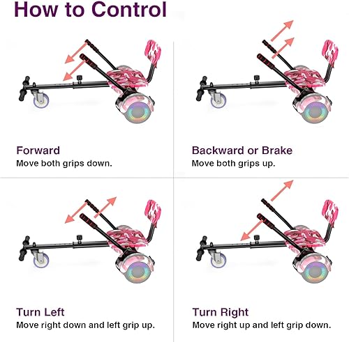 Miniatura 7 de Hoverboard de 6.5" de dos ruedas con asiento de autoequilibrio, scooter eléctrico con ruedas de luz LED Flash