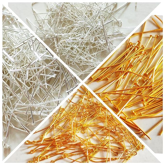 Golden and Silver Head Pin Eye Pin Combo for Jewellery Making 100 Pieces Each Total 400 Pieces (B0CT32X897) Amazon Price History, Amazon Price Tracker