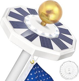Solar Flag Pole Light, New 76 LED Super-Bright Solar Powered Flagpole Light, 2200mAh Waterproof Solar Light for in-Ground Poles 15-20 Ft, Lasts for 8-10 Hours, Auto On/Off Night Lighting