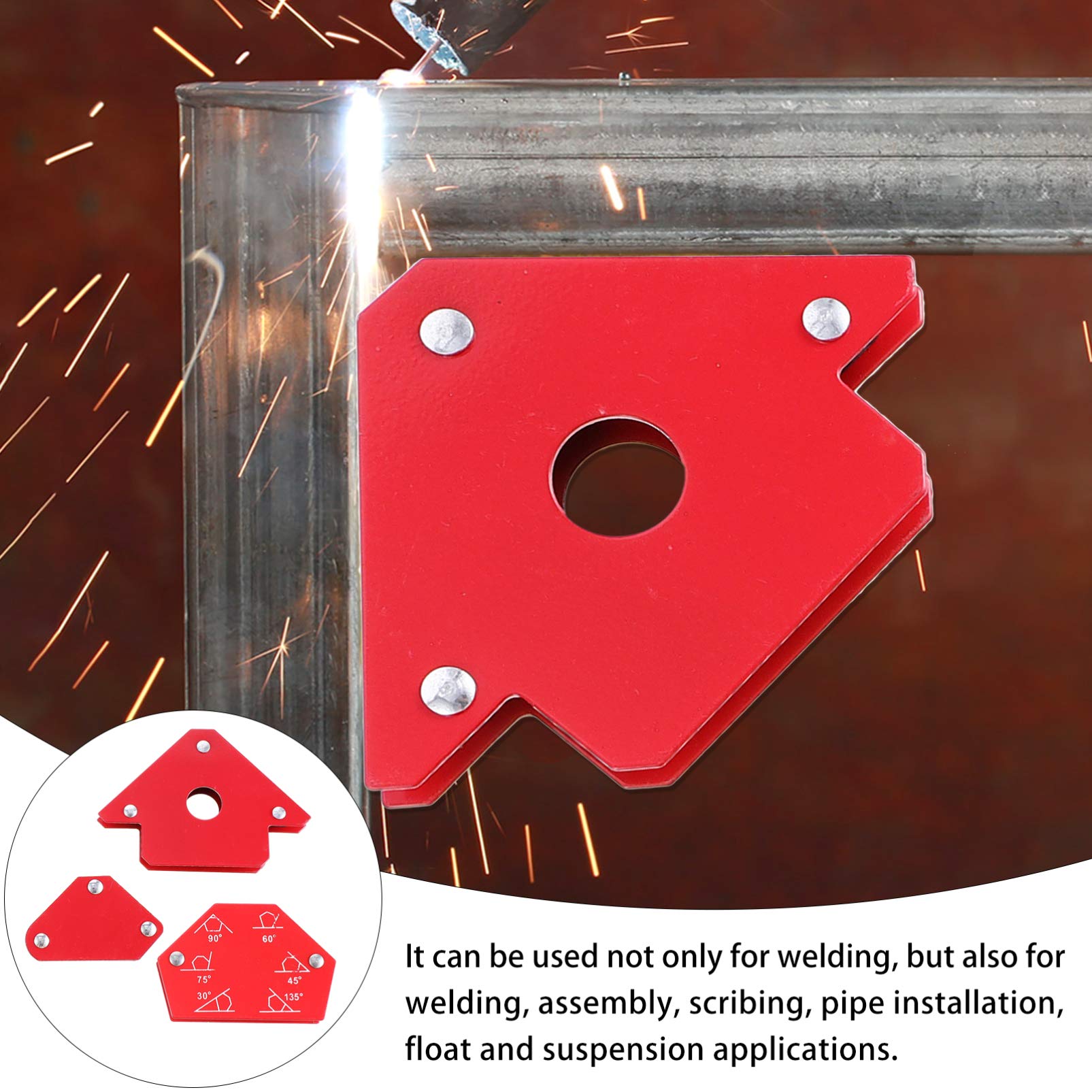 TEHAUX Posizionatori Magnetici Magneti a Freccia Rossi Set 6 Pezzi per Saldatura Angolari Supporto Ausiliario Metallo per Installazione e Applicazioni Appese