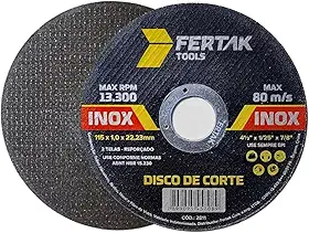 Disco de Corte Para Metal Aço Inox Ferro Esmerilhadeira 115x1x22mm | Fertak