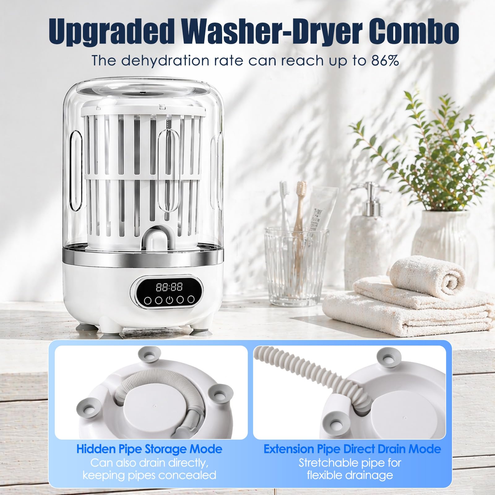 Mini Lavadoras Portatil, 3L Minilavadora de Trapos Lavadora Portátil para Ropa Interior, Lavadora Pequeña Electrodoméstico Compacto para Prendas Delicadas Calcetines Toallas