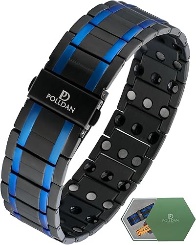 Miniatura 9 de Pulsera magnética para hombre, 6200 Gauss Power, elegante titanio negro con cierre de metal y longitud ajustable, 3 veces de fuerza, regalo para él
