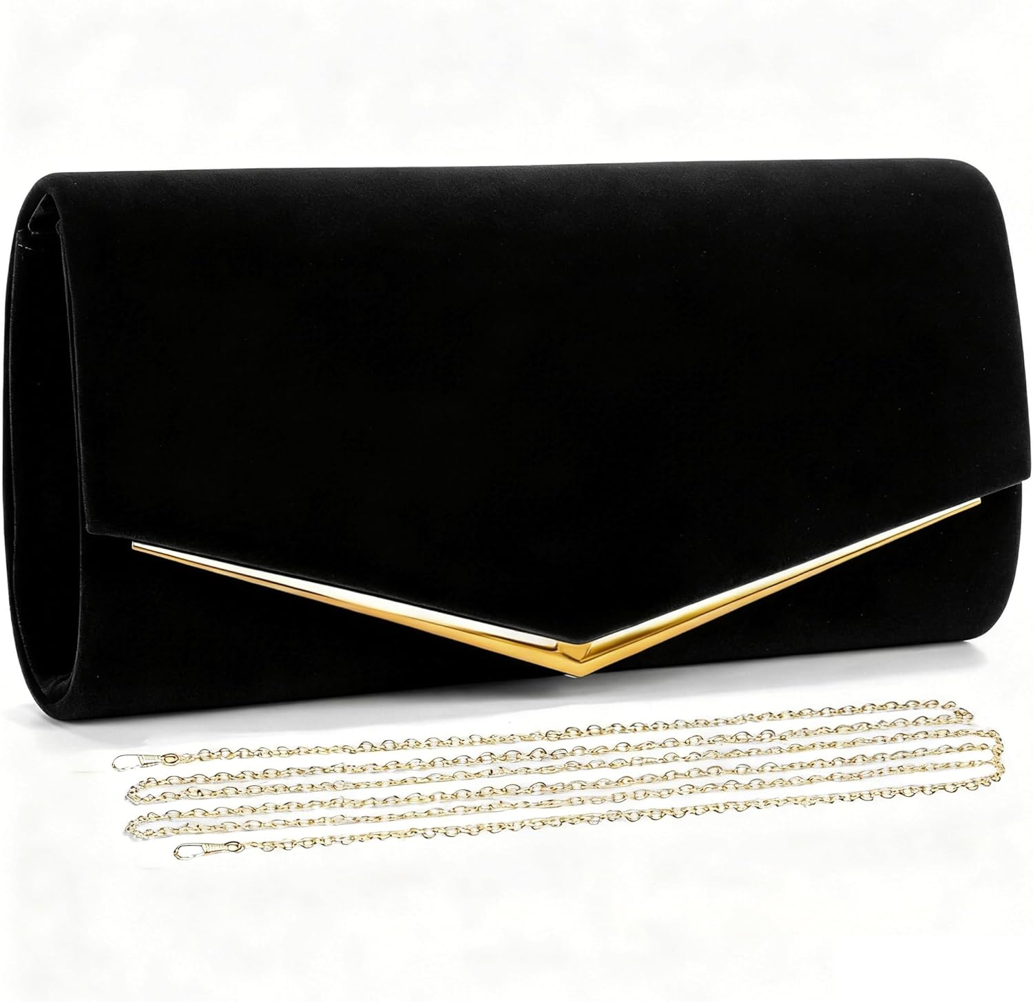 Velvet Clutch Bag for Women Black Formal Evening Bag Wedding Purse Red Suede Prom Cocktail Party Handbag with Chain