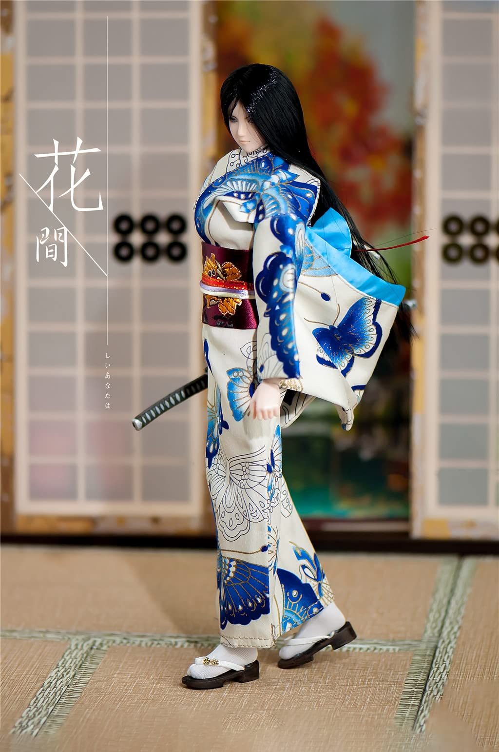 Amazon.co.jp: 1/6素体服 女性プリント着物浴衣服モデル 蝶结び