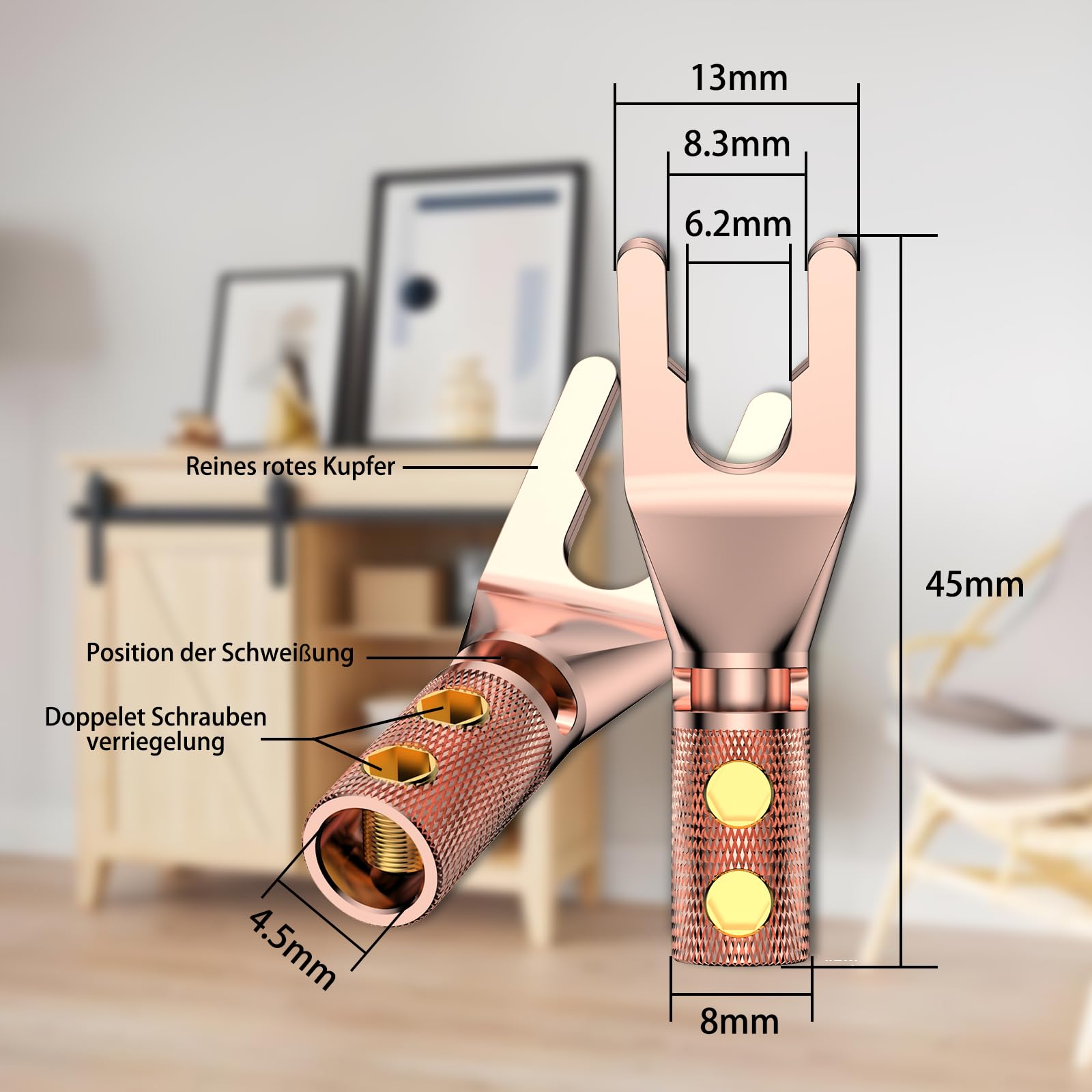 Tertullus 8 pezzi di alta qualità in rame puro HiFi capicorda altoparlante viti High End Y maschio per cavo altoparlante fino a 4,5 mm