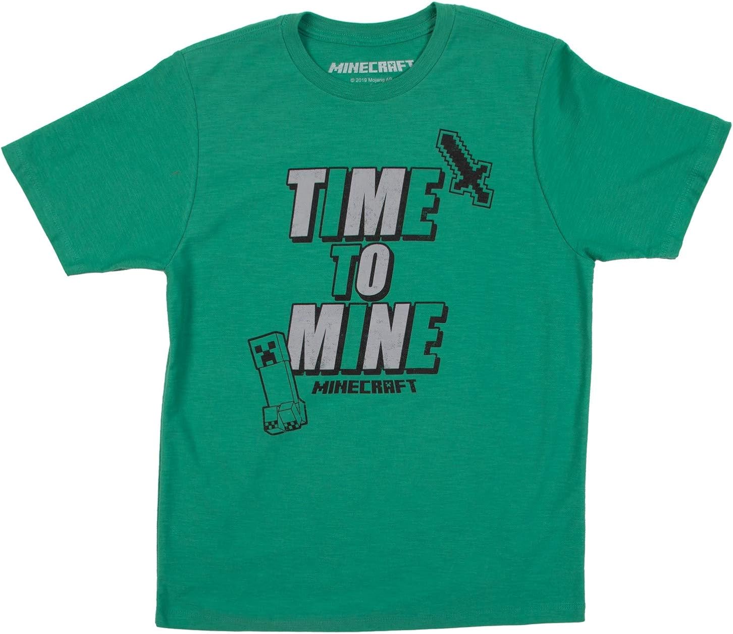 Minecraft Shirt Time to Mine Sword and Creeper Tee for Boys
