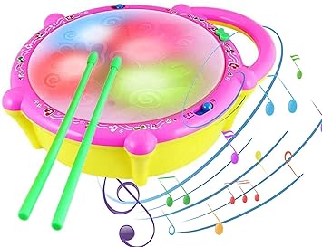 RAYFIN Plastic Flash Drum with 3D Lights and Musical Toys , Multi Colour, 2 Year