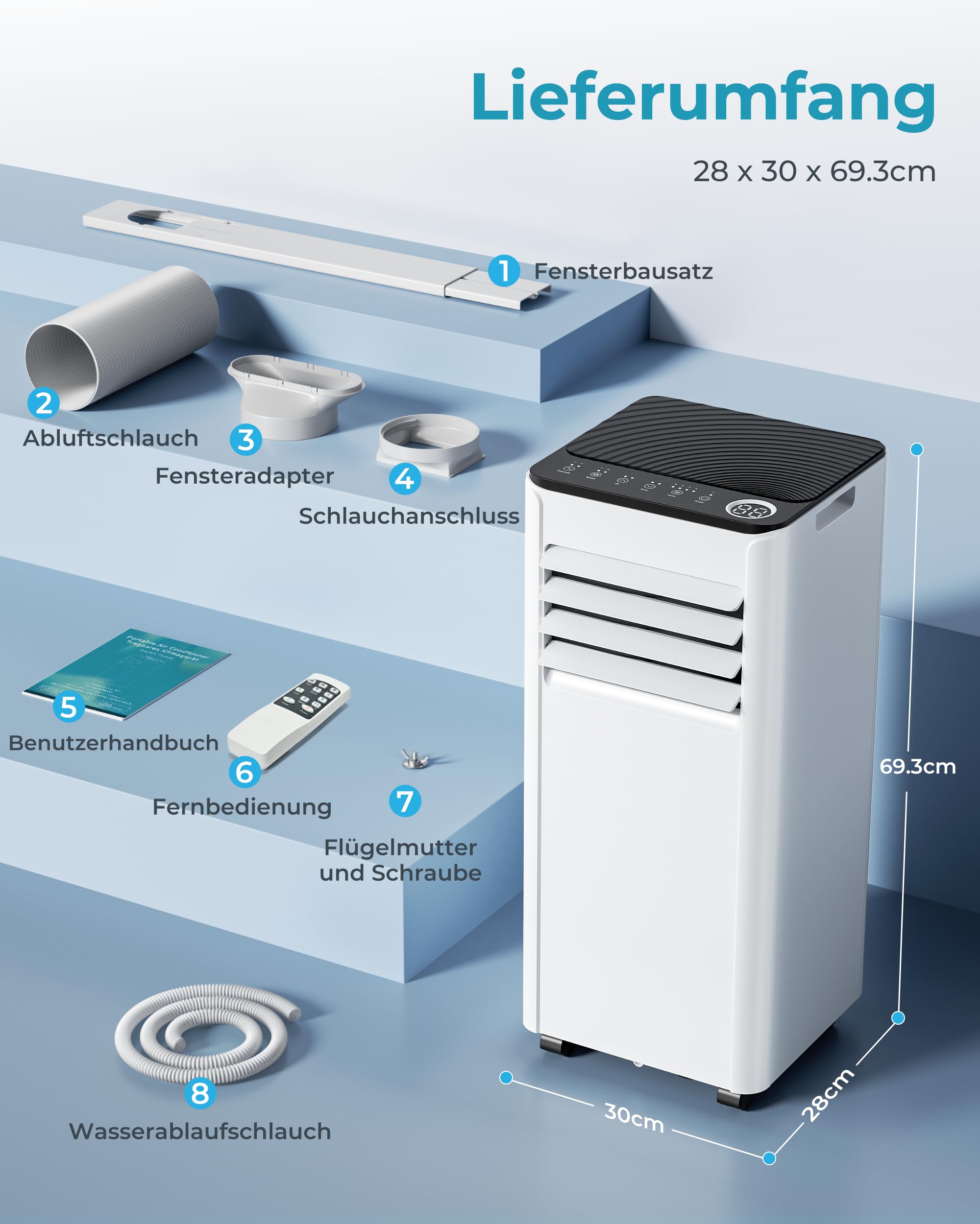 Euhomy Mobile Klimaanlage 9000 BTU mit Abluftschlauch – Bild 7